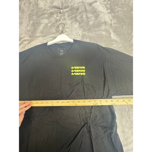 Vans Mens Black Classic Fit T Shirt Large Triple Logo Graphic Tee - Picture 3 of 8